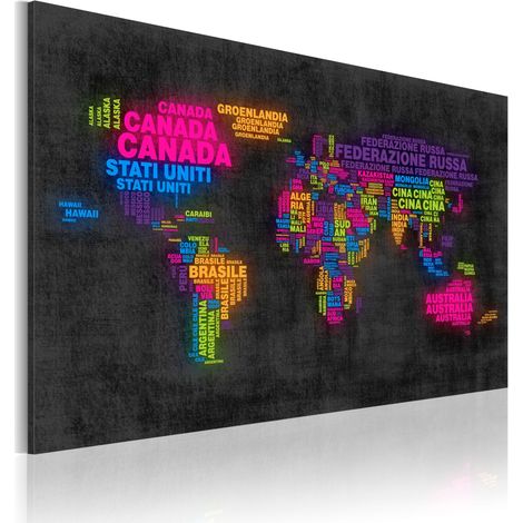 Quadro - Mappa del mondo: nomi dei paesi in italiano - 120x80 (1/4)