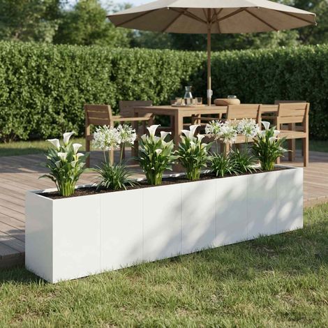 vidaXL Cache-pot de jardin Blanc 280 x 40 x 60 cm Acier laminé à froid (1/5)