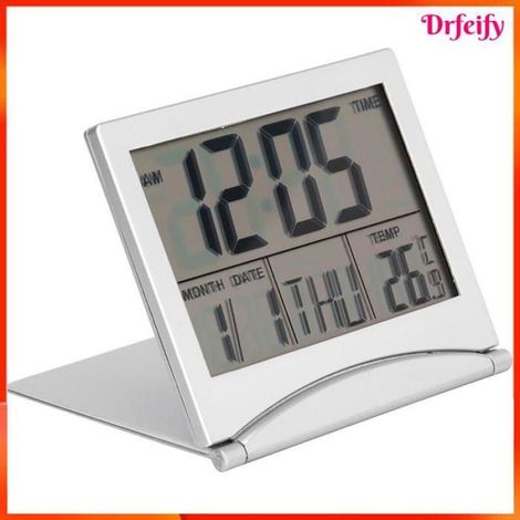 Digitaler Wecker – Klappbarer Wecker – Anzeige von Uhrzeit, Datum und Temperatur – 8 Melodien + Schlummerfunktion – Kompakt und tragbar (1/5)