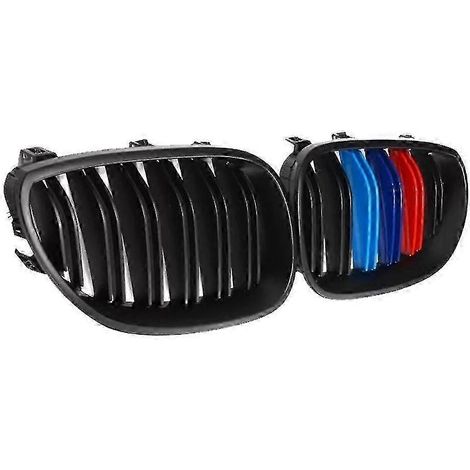Calandre sport à double grille en maille noire brillante pour capot avant de BMW Série 5 E60/E61 (2004-2009), style M (1/5)