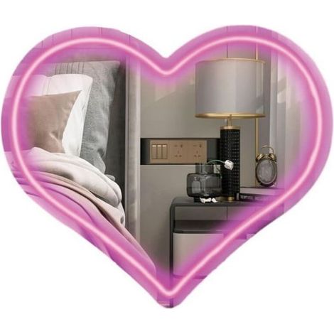Specchio Luce Neon Cuore Rosa 33X28
