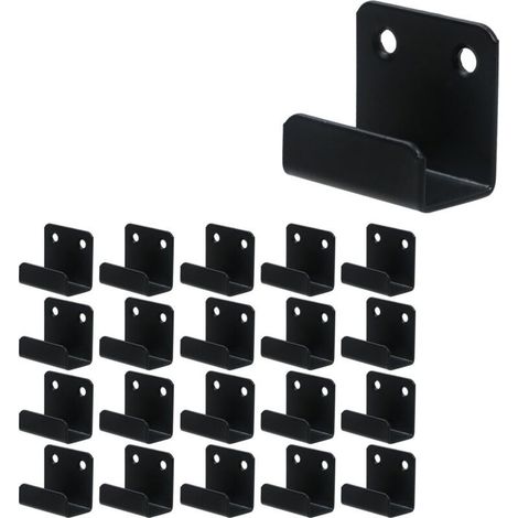 20 Stück robuste Edelstahl-Fliesenhaken, Wandhaken, Metall-Gerätehalterung, U-förmige Eckhalterung für Badezimmer, Garage und Küche (schwarz) (1/4)