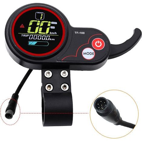 6 Pin Panneau Affichage Scooter Électrique 48V TF‑100, Écran LCD Instrument Communication, Accessoire Modification Indicateur Contrôleur, Kit Tableau de Bord pour Planche à Roulette M4/M4 Pro (1/5)