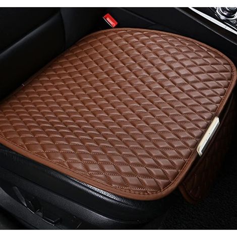 2 Pièces Coussin de Siège Voiture avec Poche, Coussin Siege Voiture PU Cuir Housse de Siege Voiture, Confortable Antidérapant Coussin pour Auto, Automobile Confort Intérieur(Café) (1/5)
