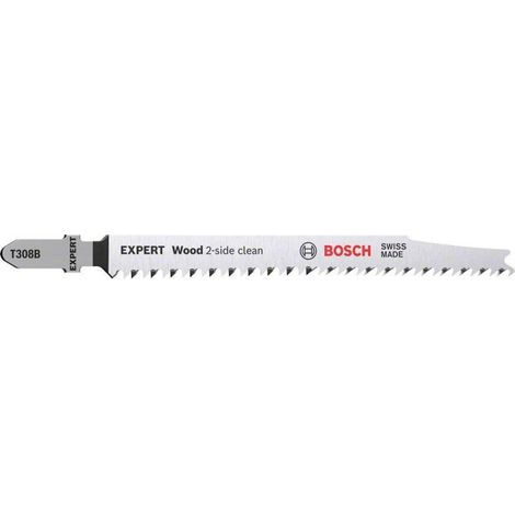 Bosch T308B Stichsägeblätter für die Holzbearbeitung ideal für ausrissfreies Schneiden, Sägeblätter aus BI-Metall - 25 Stück