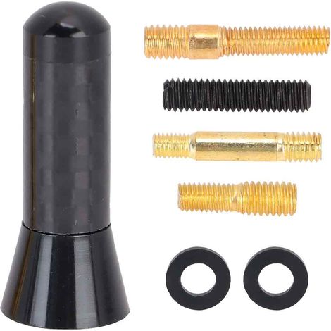 1 Antenne courte,alliage d'aluminium,fibre de carbone,3,5 cm,compatible AM/FM,modification automobile (1/5)