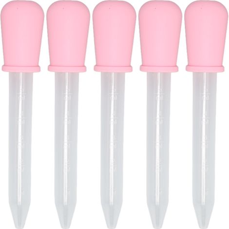 5-teiliges Silikon-Tropfpipetten-Set für Epoxidharz, DIY-Schmuck und Laborexperimente – Rosa (1/5)