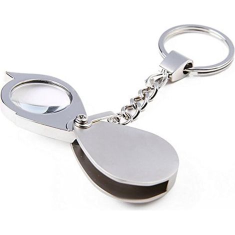 10x Loupe de Poche Cadeau Métal Pliant avec Porte-clés Bijoux Loupe Lentille 30mm pour Lire Cartes, Étiquettes, Artisanat, Basse Vision (1/5)