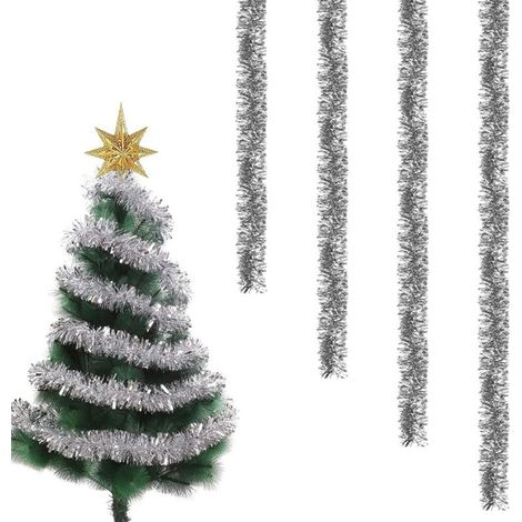 Guirlande de Noel Sapin, 4pcs Guirlandes Tinsel Noël, Guirlande Sapin 2m, Guirlande Tinsel Métallique Scintillantes pour Mariage Anniversaire Fête Murs Fenêtres Sapin Decoration Noël Blanche (1/5)