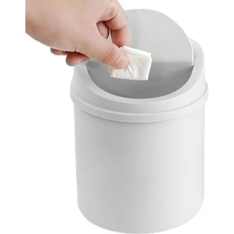 Miini Poubelle avec Couvercle, Petite Poubelle de Table, Corbeille à Papier en Plastique pour Comptoir, Poubellle de Bureau S - gris (1/5)