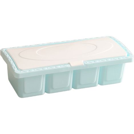 4 boîtes de rangement en plastique pour épices, compartiments séparés, bleu, 21,5 x 9,5 cm (1/5)