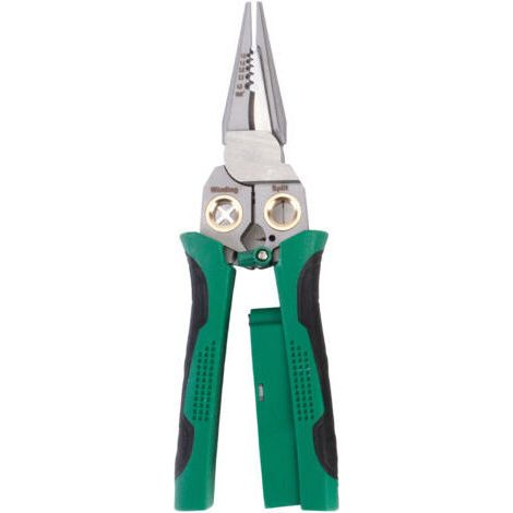 Pince à dénuder verte, 20,262 cm, 1 pièce, antidérapante, pince à dénuder multifonctionnelle avec testeur de tension, pince d'électricien. (1/5)
