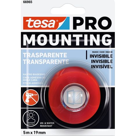 Nastro biadesivo trasparente per esterni 5m x 19mm 4965 Tesa
