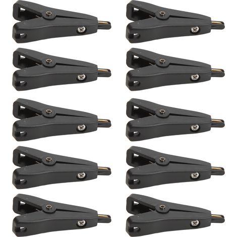 10 Pièces Pinces Crocodile pour Tests Électriques, Connecteur en Laiton Doré, Ouverture 25mm, Noir - J.60043 (1/5)