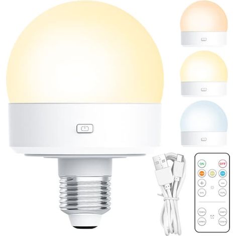 Ampoule LED rechargeable avec 3 températures de couleur et télécommande magnétique (1/5)