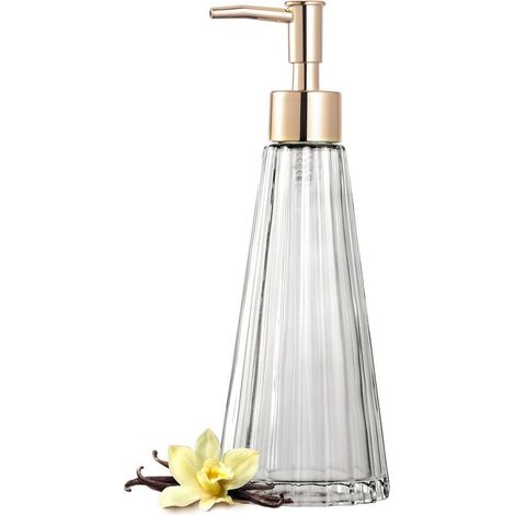 Distributeur de Savon Vintage en Verre 300ml Élégant pour Salle de Bain, Cuisine, Accessoires Décoratifs avec Pompe (1/4)