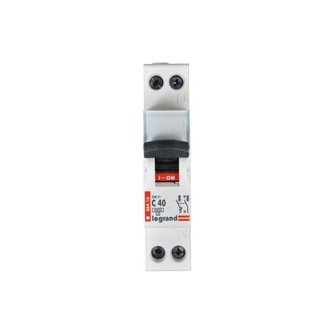 Disjoncteur Legrand 40A courbe C 1 pôle+N 6kA, 1 module