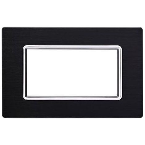 Ettroit Plaque 4 places compatible Bticino Livinglight 4 modules aluminium coloris noir - LN86402