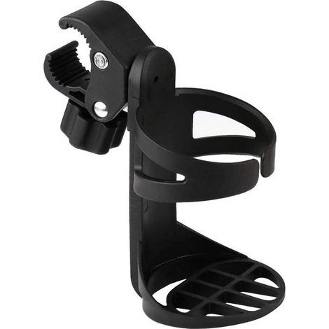 Portabevande universale - Morsetto per bicchiere - Idratazione in movimento - Rotazione a 360 gradi - 7 x 7 x 14 cm - Nero (1/5)