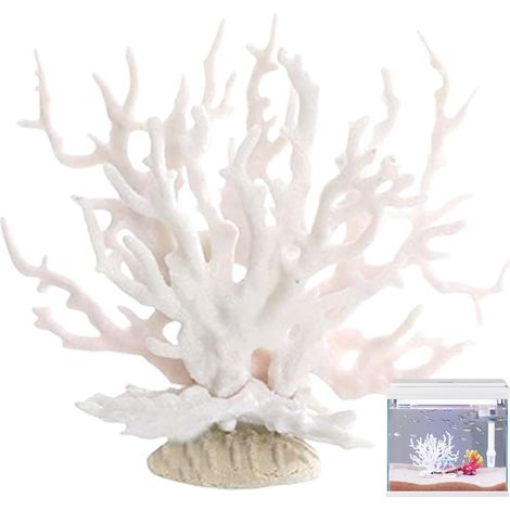 1 Ornement corail, PVC blanc, 17x6.5x14.5 cm, décor réaliste, accessoire aquarium, réservoir poisson (1/5)