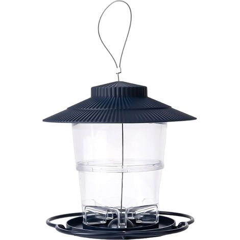 Distributeur de nourriture pour oiseaux suspendu cage à oiseaux avec plateau bleu royal (1/4)