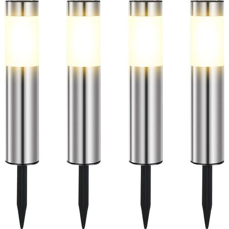Set di 4 lampade solari da esterno per giardino, luce calda, impermeabili, per terrazza, prato e vialetto (1/5)