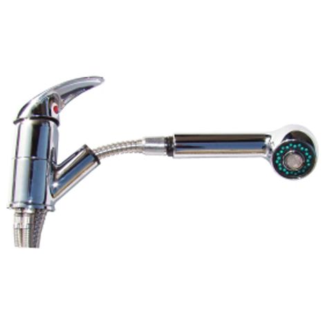 Rubinetto con doccetta estraibile miscelatore monocomando per lavello/lavabo cromato - Mod. Asia (1/2)