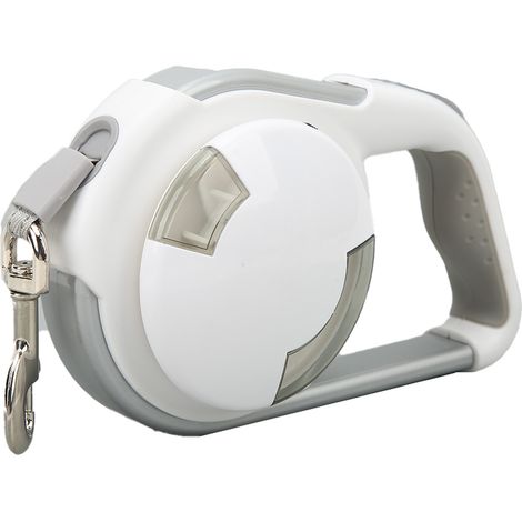 5 Meter lange, einziehbare Hundeleine, leichte automatische Hundeleine mit Licht für Welpen und Haustiere, weiß (1/5)