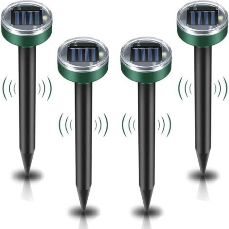 QORVA-Répulsif Solaire Contre Les Taupes, 4 Pièces Répulsif à Ultrasons Contre Les Nuisibles - Lutte Contre Les Taupes avec IP65 Imperméable à Leau, Répulsif pour Les Taupes De Jardin Mole Repnt