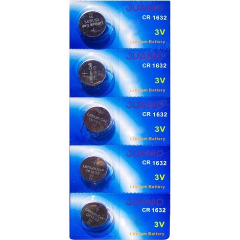 Lot de 5 Piles bouton plates lithium 3V type CR1632 compatibles BR1632/BR 1632/BR-1632/CR1632/CR 1632 - Juanio -