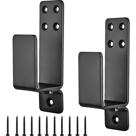 2 Pièces Supports de Serrure de Porte Pour Bois 2 X 4, Supports de Barricade de Porte épaissie et Résistante, Supports en U en Acier au Carbone, Noir (1/5)
