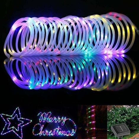 Solaire Ruban Lumineux,100 LED Lumières de Fil de Tube de Cuivre 8 Modes Decoration Lumineuse Solaire Extérieur pour Noël Jardin cour Chemin Clôture Arbre Backyard-Fei Yu