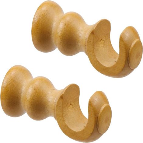 Support de tringle à rideaux en bois pour une tringle (base ronde), lot de 2, 28 mm, marron (1/5)