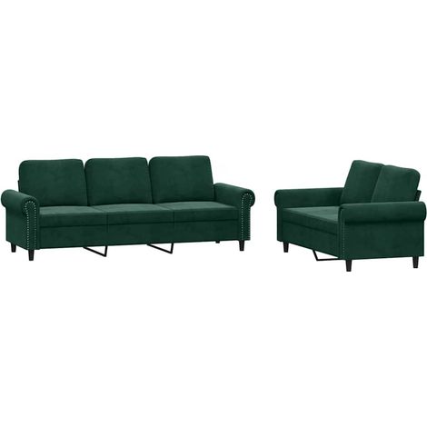 Maison Exclusive - Set di Divani 2 pz con Cuscini Verde scuro in Velluto
