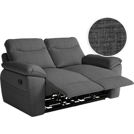 Canapé de relaxation manuel ROSS 2 places en tissu texturé 3D - Gris foncé (1/5)