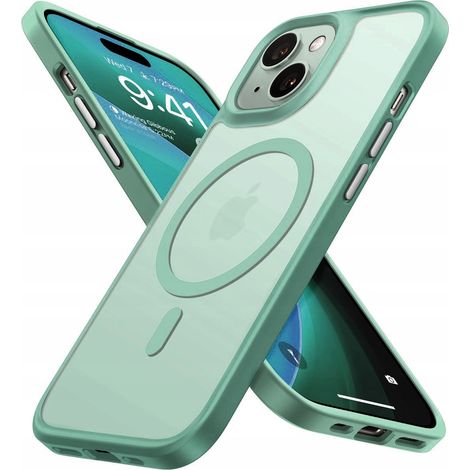 Funda magnética mate para MagSafe para iPhone 15 + cristal matsafe02GREEN (1/2)