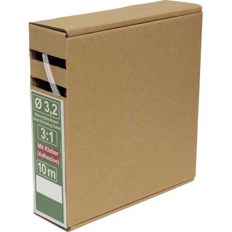Quadrios 25CA498 Schrumpfschlauch mit Kleber Transparent 3.2 mm 1.1 mm Schrumpfrate:3:1 10 m