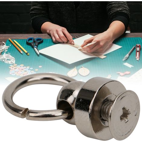 20 jeux de rivets à tête en forme d'anneau en laiton de 9 mm, adaptés aux travaux manuels en cuir (argent).