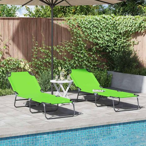 Klappbare Sonnenliege 2 pcs Grün 188 x 57 x 86,5 cm Polyester