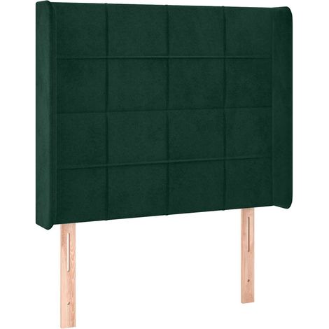 Testiera Testata del letto ad Orecchio Verde Scuro 103x16x118/128cm in Velluto (1/4)
