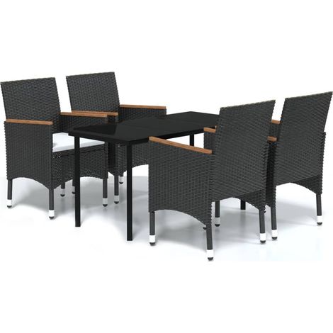 Maison Exclusive - Set da Pranzo da Giardino 5 pz con Cuscini Nero
