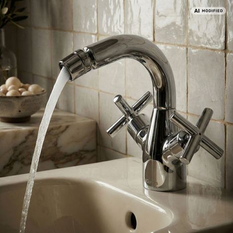 Robinet de bidet PaulGurkes avec douche intime, mélangeur à deux poignées (1/5)