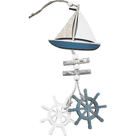 Décoration nautique suspendue, roue de navire en bois, pendentif poisson en forme de gouvernail de bateau en bois, décoration murale de plage ou de bord de mer pour la maison, porte, fenêtre, décorati (1/4)