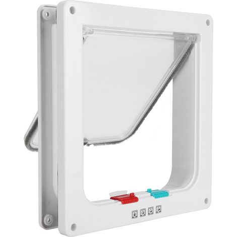 Porte de sécurité pour chat avec clapet anti-retour, barrière en plastique pour petits animaux de compagnie, blanc, taille M (1/5)