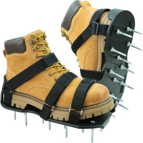 1 Paire Chaussures Aérateur Pelouse, 13 Pointes Métalliques, Semelle Antidérapante, Réglable, Entretien Jardin (1/5)