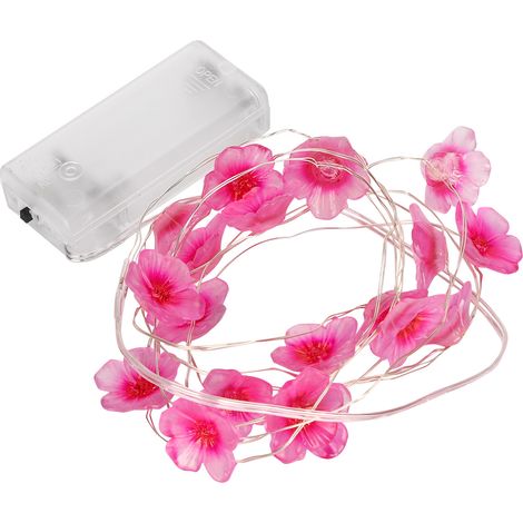 Guirlande lumineuse LED rose rouge extensible à effet scintillant, en plastique, pour décoration extérieure