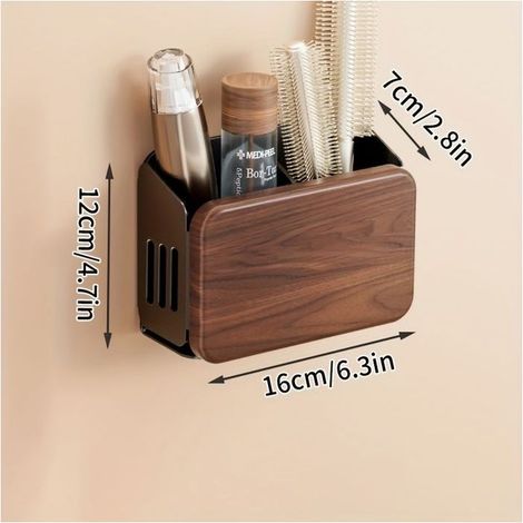 BelleRise - No-Drill Bathroom Organizer — Sturdy Wooden Toothbrush Holder & Space-Saving Adhesive Bathroom Shelf (1/3)