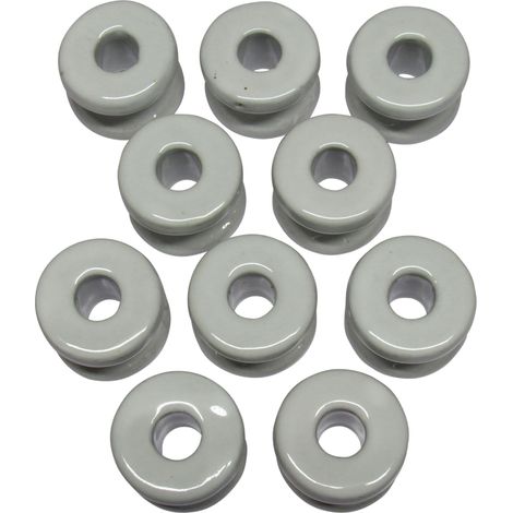 Electric Fence Porcelain Insulator Donuts X10 (Electrified Fencing Corner Insulating Ring) (1/5)