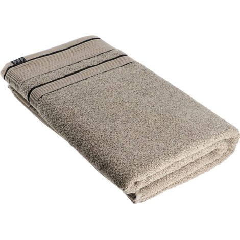 Drap de bain 100% Coton bicolore Beige et Noir 90 x 150 cm - TENDANCE (1/3)