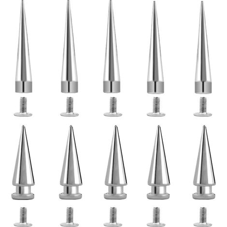 30 Clous Pointes Cône Argenté 20-40mm Rivets Métal à Visser pour Cuir Vêtements Chaussures Bricolage Punk (1/5)
